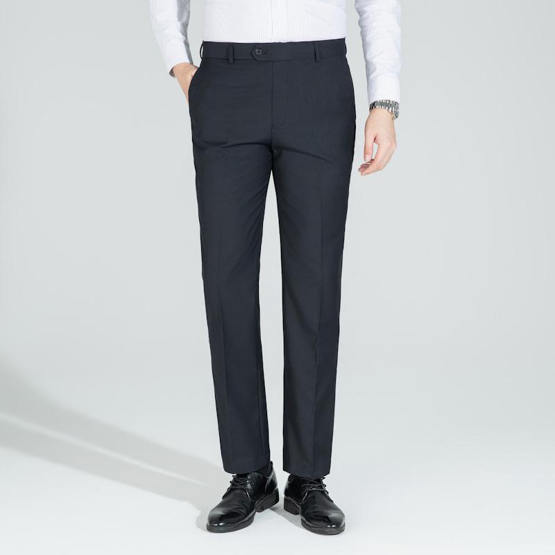 

Весенне-летний костюм, брюки, мужские однотонные свободные элегантные повседневные офисные, свадебные, официальные брюки, мужские прямые брюки, большие размеры 40 темно-синий