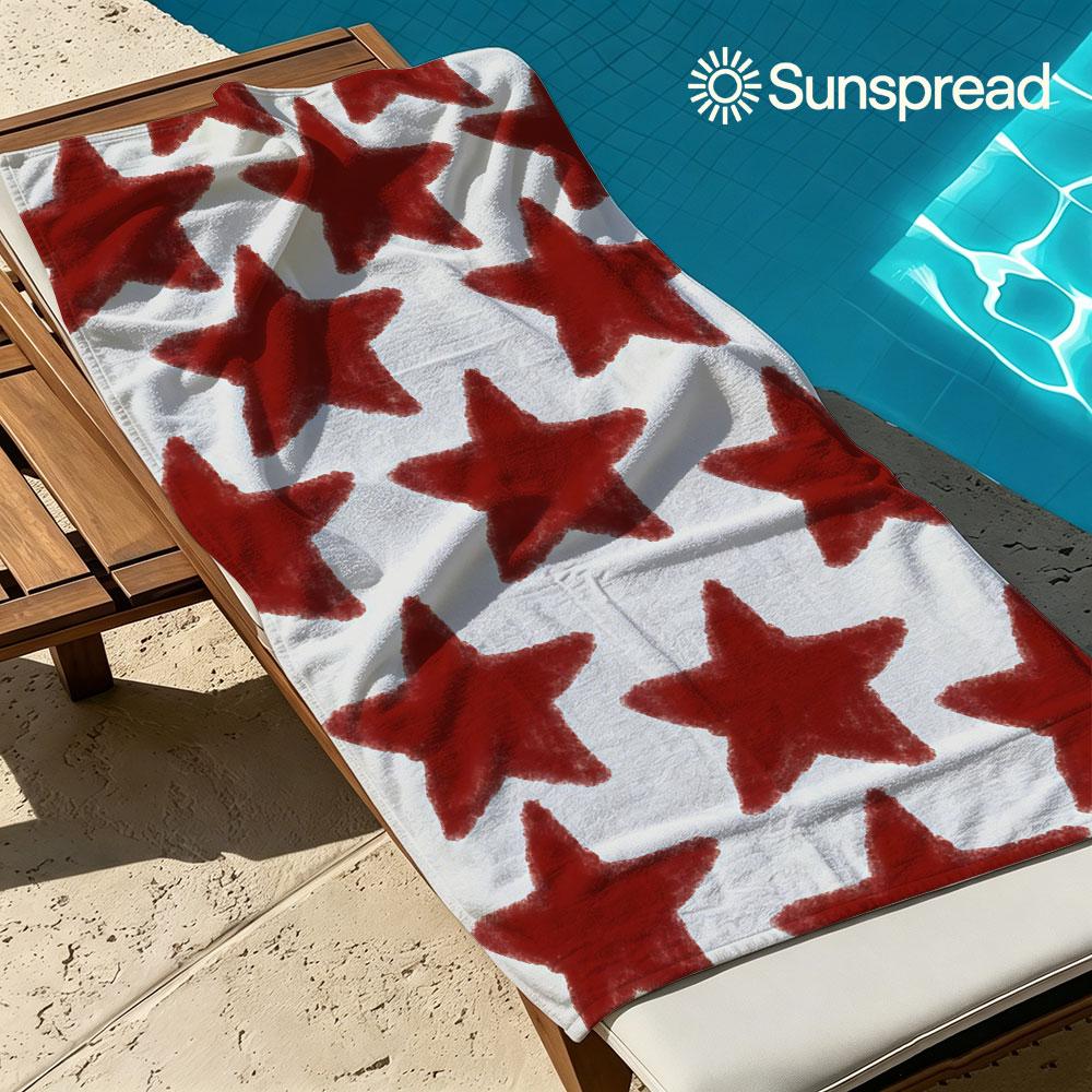 Warm Red Star Pattern Quick Drying Bath Towel Microfiber Beach Towel Light Weight Swimming Camping Yoga Beach Out