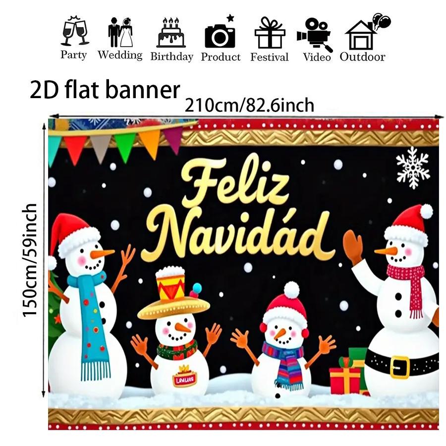 1Pcs Merry Christmas Snowman Background Wall Decoration "Feliz Navidad" Photo Props Christmas Surprise Gift