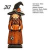 Vintage Style Witch Party Supplies Wooden Figurine, Halloween Statues with Hand Painted Figurine Sets Broom Pumpkin Black Cat, Fall Farmhouse Tabletop