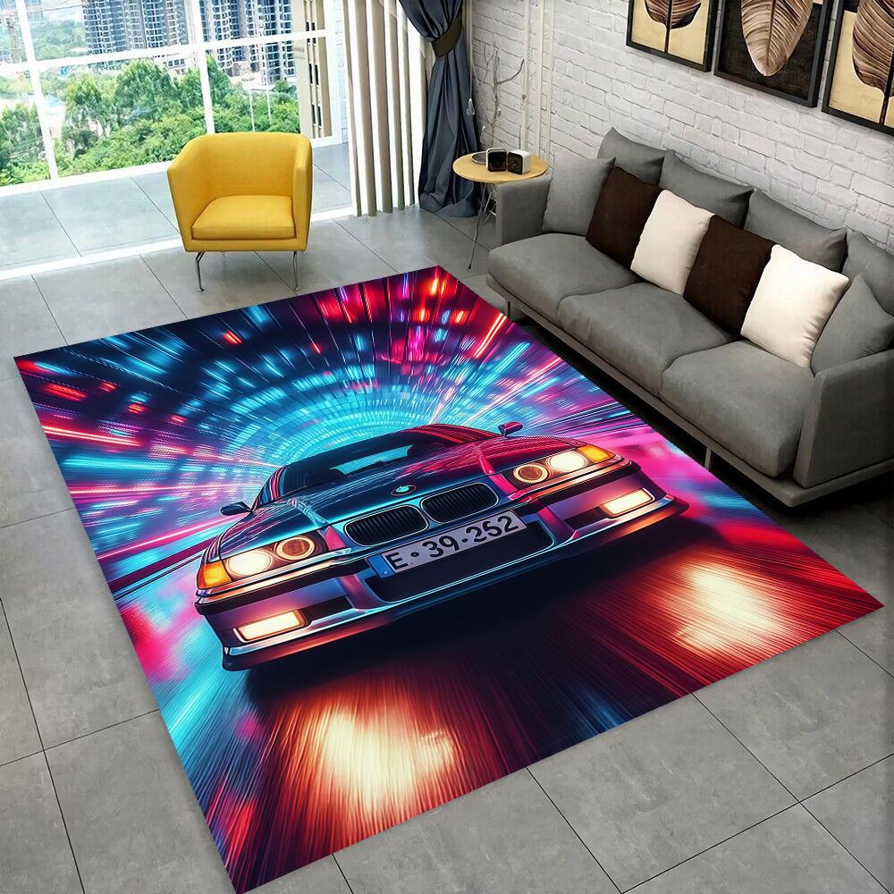 3D E36 Racing Car Motorcycle Rug Carpet for Living Room Bedroom Decor,kids Play Non-slip Decoration for Sofa Doormat Gift