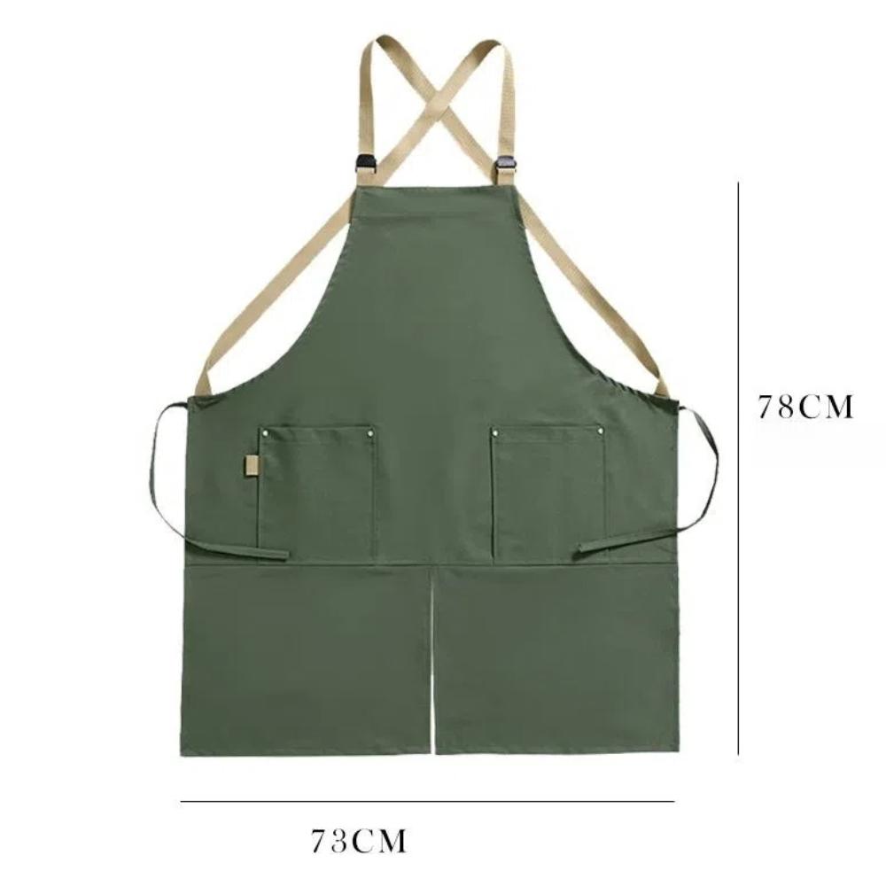 Fashion Canvas Baking Apron Waterproof Adjustable Strape Coffee Overalls Split Hem Design Japanese Style Work Cloth Kitchen Use