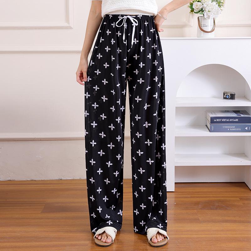 Sommer Damen Eis Seide High-Waist Weite Hosen - Lässig, Locker und Kühl für Zuhause oder Draußen