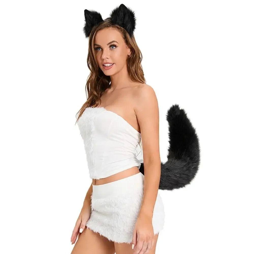 1 set Cat Ear Halloween Animal Cosplay Props Cat Tail Animal Cosplay Props  Children