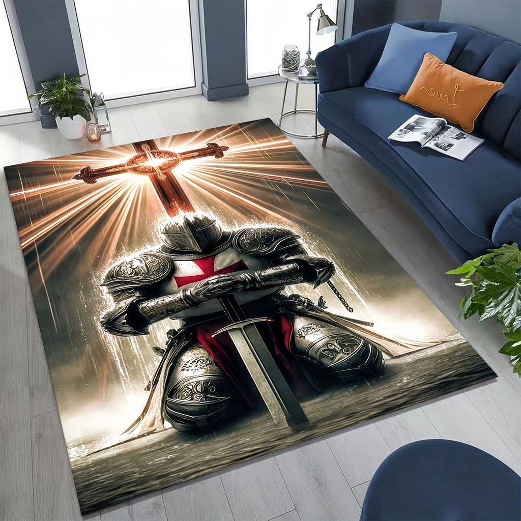 Templar Blood Knight Honor Holy Crusader Cartoon Rug for Bedroom Living Room Sofa Home Doormat Decor,Kid Play Non-slip Floor Mat