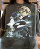 Killer Whale Orca Marine Life Full Moon Ocean Vintage Bootleg Comfort Colors® Tshirt, 90S Retro Graphic Animal Lover Wildlife Nature Tees,