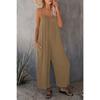 Women's V Neck Sleeveless Loose Fit Jumpsuit Solid Color Pocket Elegant Summer Polyester Wide Leg Romper