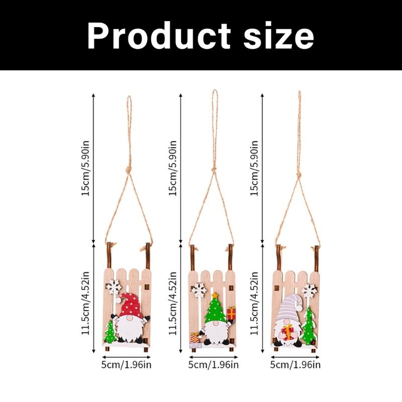 Handcrafted Wooden Sled with Dwarf Ornament Easy Hanging Festival Home Decoration Christmas Party Supplies
