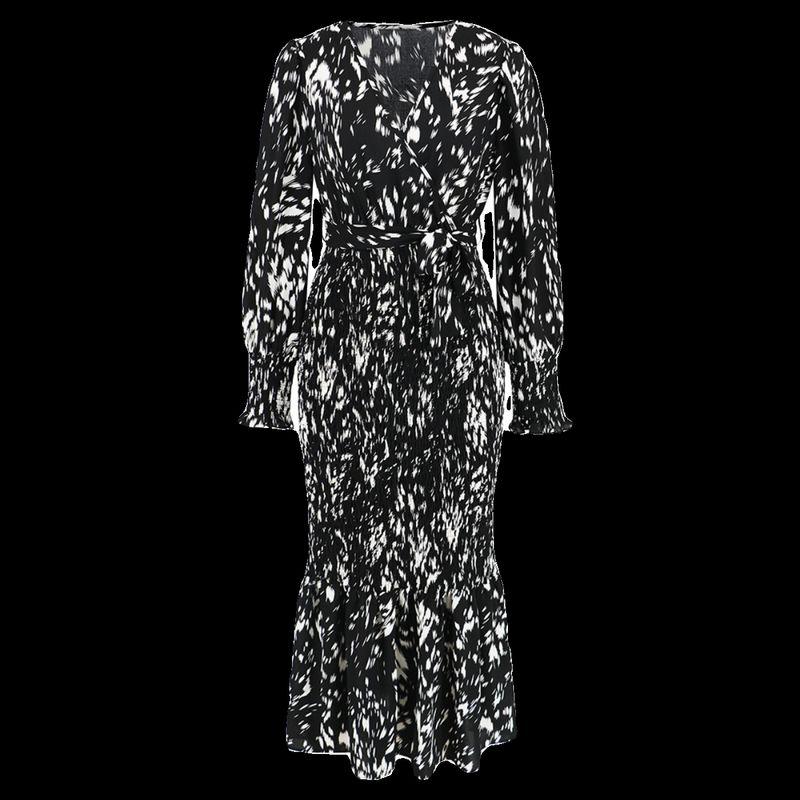 

Платье с V-образным вырезом и юбкой «рыбий хвост» Европейский и американский стиль Женское Новое Приталенное Темперамент V-образный вырез Пояс Принт Платье с юбкой «рыбий хвост» LQ651-hei L