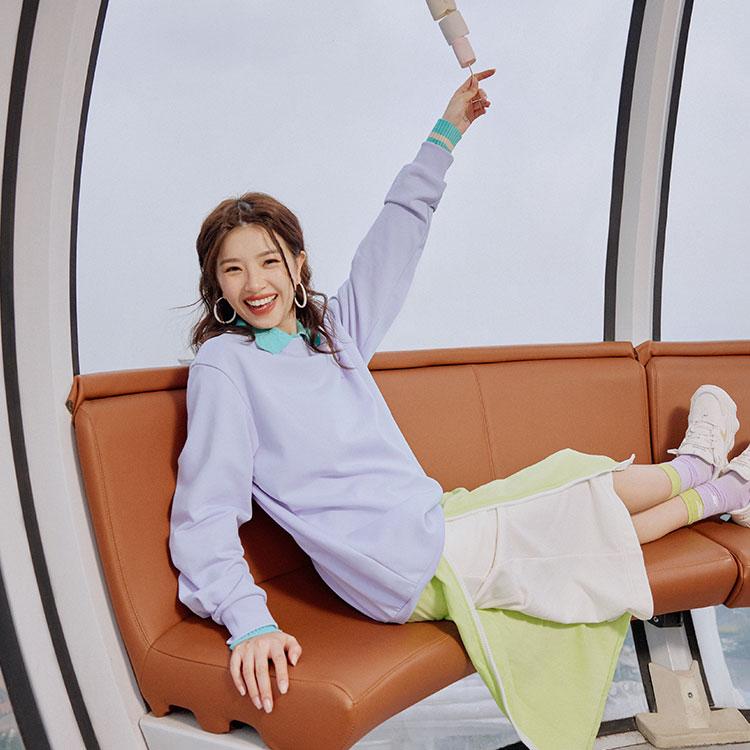 Skechers Colorful Casual Series Trendy Versatile Solid Color Fleece Crew Neck Long Sleeve Sweatshirt Unisex sweatshirt Stone-Purple L323U122-00FW