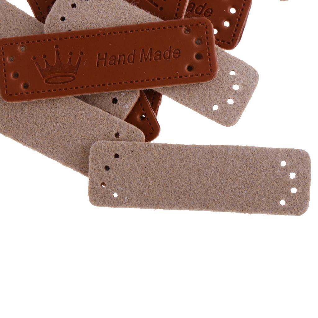 20 Pcs PU Leather Labels Handmade Embossed Tags DIY Sewing Embellishments Craft