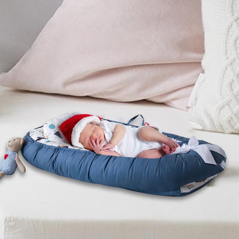 Baby Nest Bed With Pillow Portable Baby Lounger Adjustable Newborn Lounger Travel Crib Soft Breathable For Newborn Bed Bumper