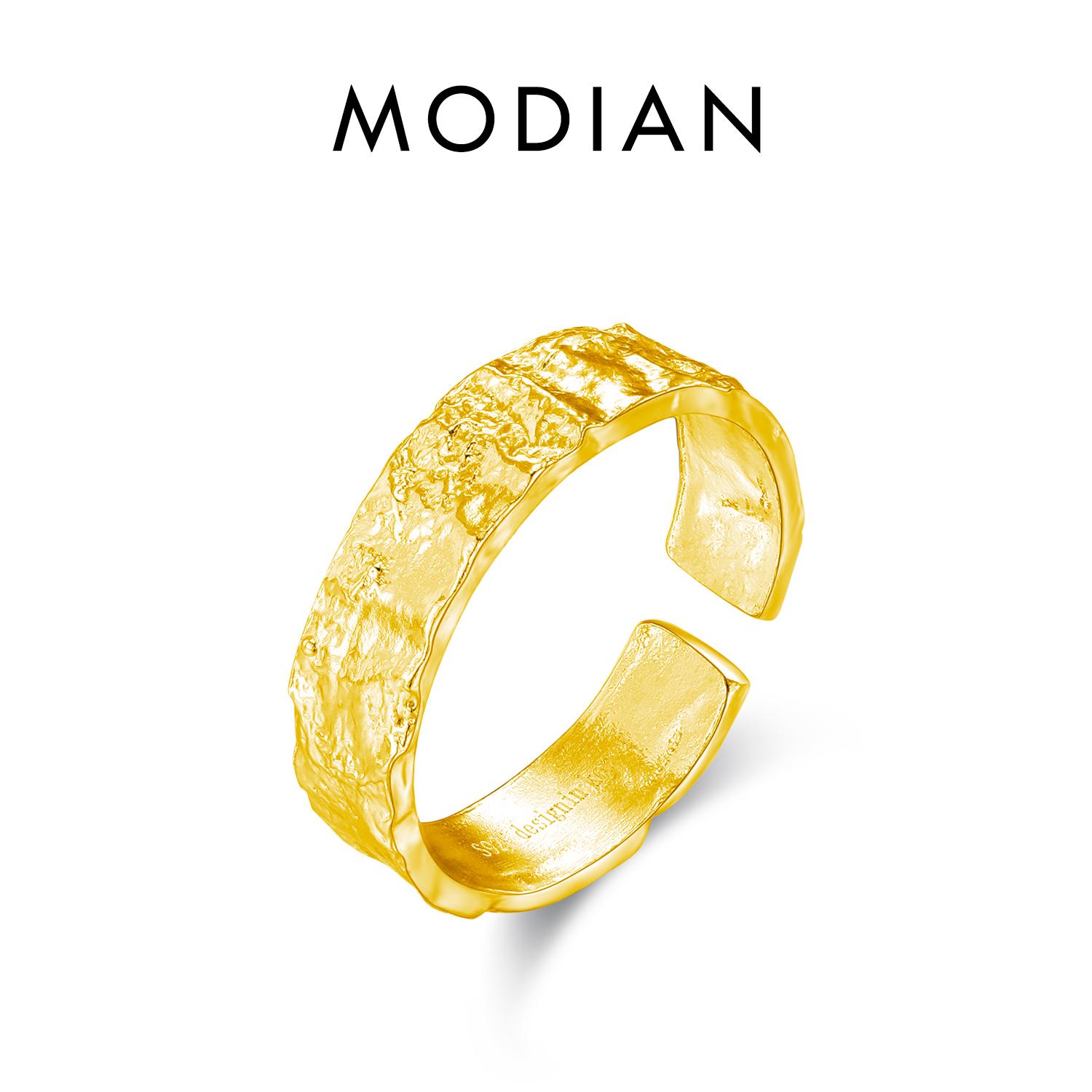 

MODIAN Кольца из стерлингового серебра 925 пробы с матированной текстурой для женщин Регулируемые Толстые Кольца для stacking Минималистичные Украшения resizable