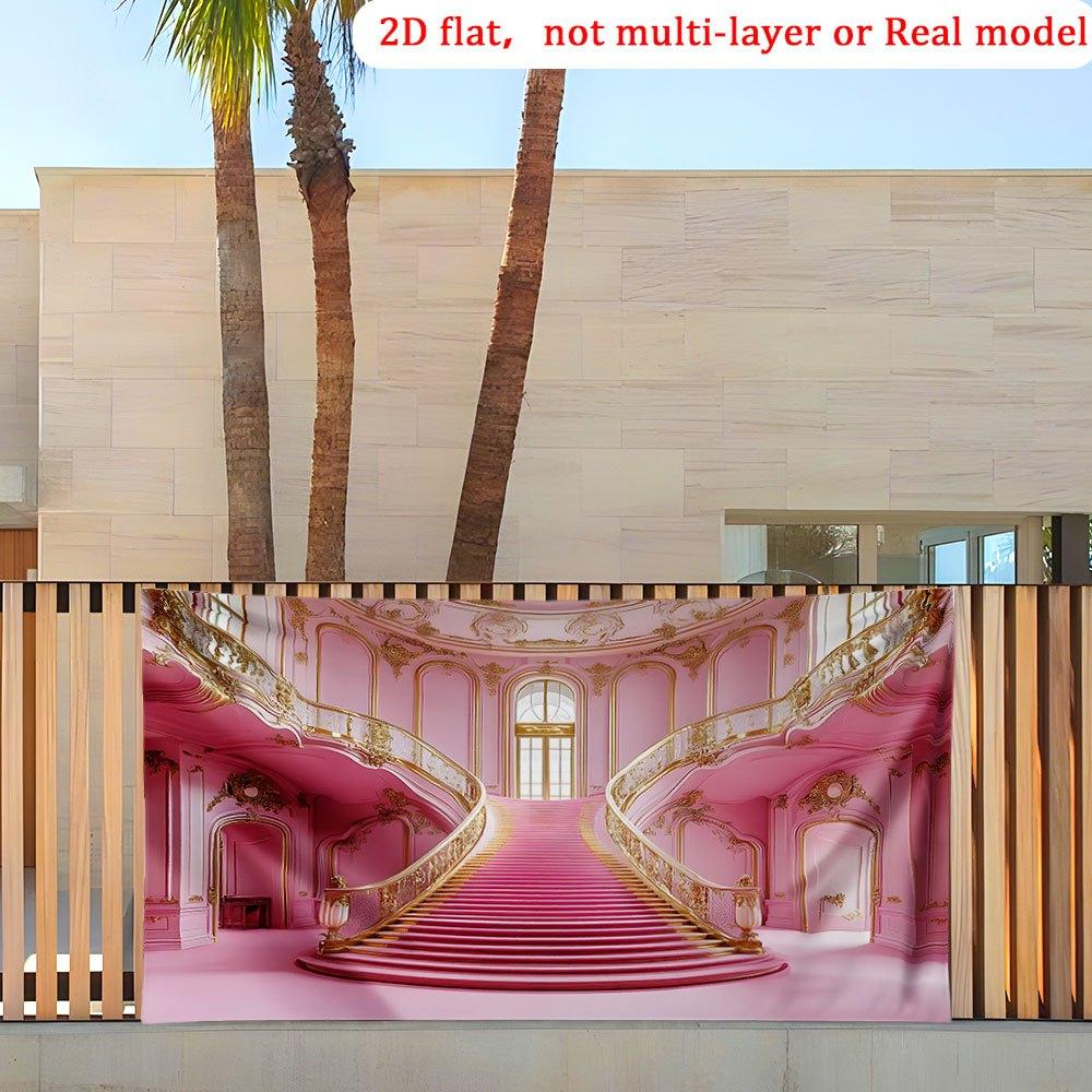 1Pcs Extra Large Pink Bat Palace Staircase Decoration Background Halloween Backdrop Decorations For Photo Studio Booth Party