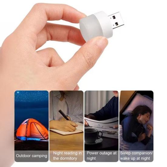 5/10Pcs Mini Circular LED Lights Bedside Lamps Flicker-Free Non-Glare Energy-Saving Plug-and-Play USB Lights