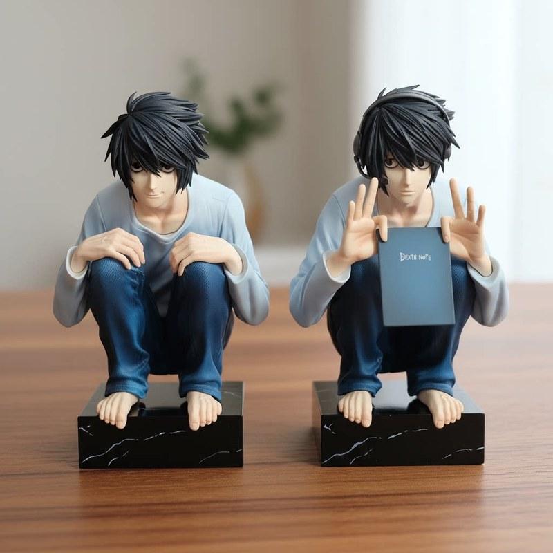 15cm/6 Inch Death Note L Lawliet Figure Squatting Pose Dual Heads GK Statue Anime Model Toy Desktop Ornament PC Case Decor Gifts