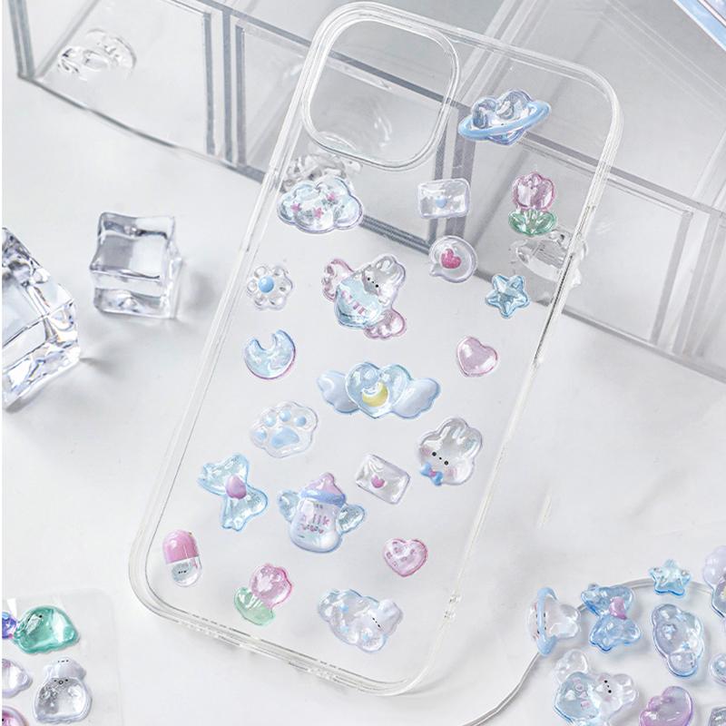 1pc 3D Relief Journal Decorative Stickers Kawaii Candy Ghost Bread Drop Scrapbooking Phone Stickers Stationery Sticker TMZ