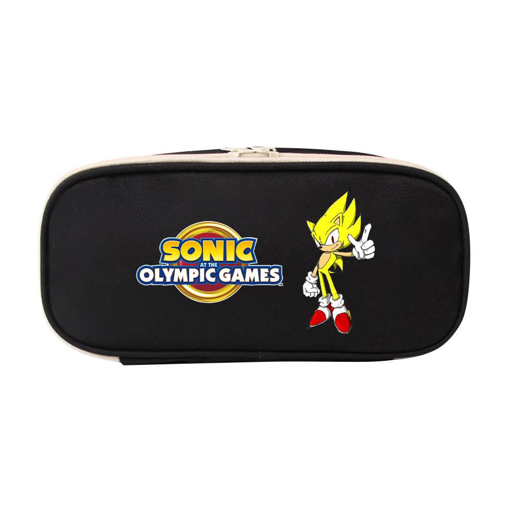 Sonic The Hedgehog Student Pencil Case Canvas Large Capacity Zipper Pen Bag For School Supplies And Teen Gift
