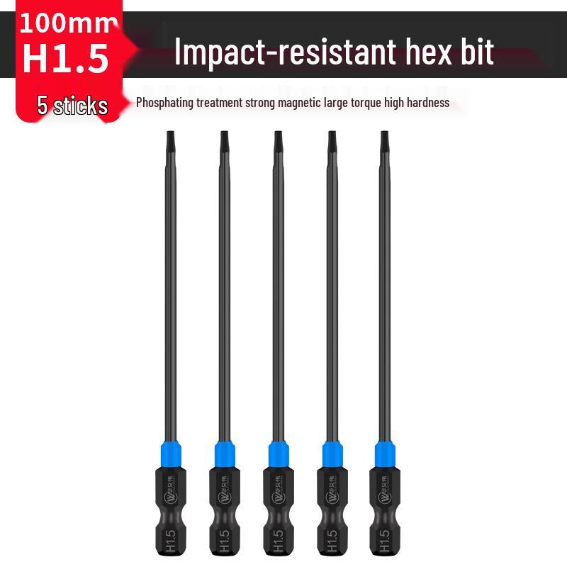 Extended S2 Air Pneumatic Screwdriver Hex Bit Set - Strong Magnetic, Super Hard, Non-slip
