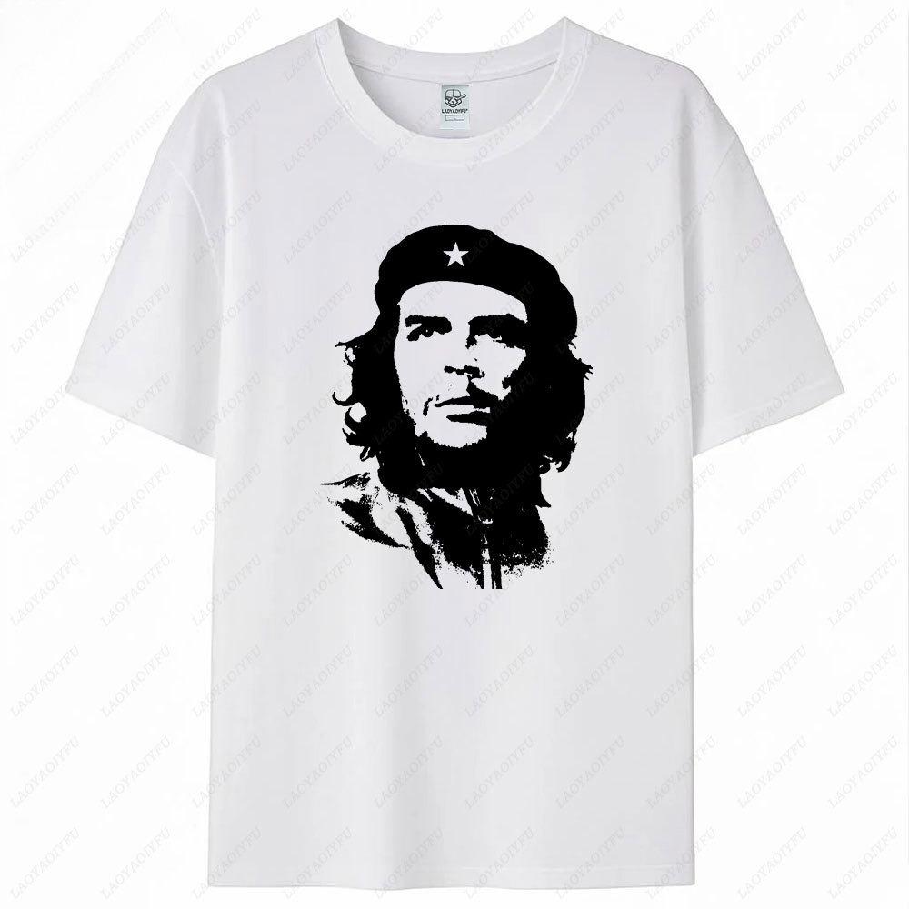 T-shirt Oversize Vintage Silhouette Che Guevara T-shirt Graphique Révolutionnaire Rétro Streetwear Punk Haut en Coton Lourd