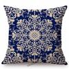 Traditional Delft Navy Blue Toile Floral Pattern Elegant Royal Luxury Home Decoration Cotton Linen Sofa Pillowcase Cushion Cover