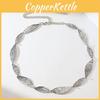 Ladies Vintage Leaf Texture Metal Waist Belt With Hook For Retro Spring Summer Wear