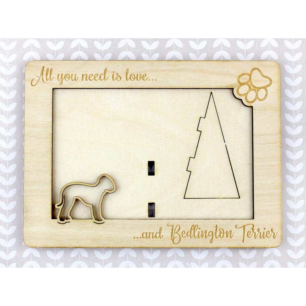 Bedlington Terrier, Rothbury Terrier, Rodbery Terrier - Photo Frame, Engraved Wooden Frame, a Lovely Gadget for the Dog Lover by Art-Dog
