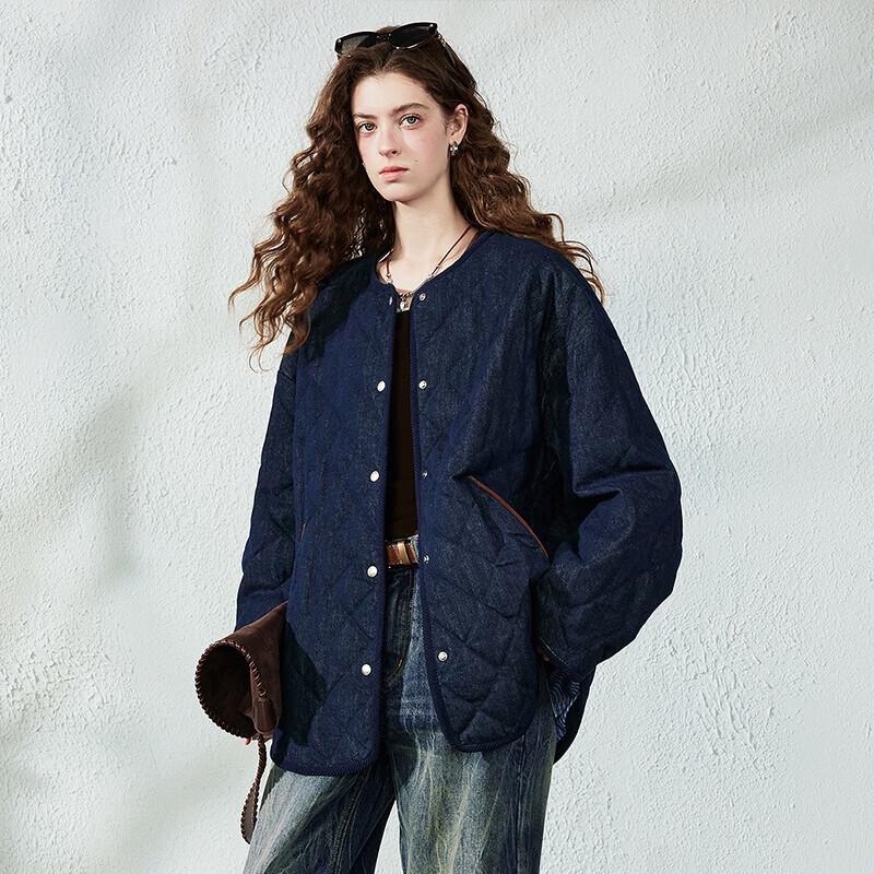 CHUYU Women's Faux Denim Goose Down Padded Jacket