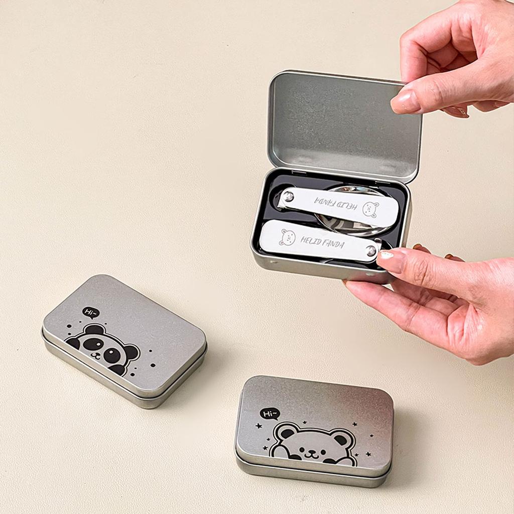 3-teiliges/Set Outdoor Faltbesteck Gabel Löffel mit Box Camping Picknick Tragbar 304 Edelstahl Faltbares Geschirr Se