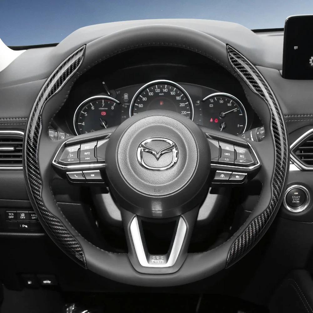 Suitable for Mazda Carbon Fiber Steering Wheel Cover for Cx-5 Cx-30 Mazda3 Cx-50 Cx-90 Mazda2 Cx-60 Cx-3 Mx-5 Bt-50