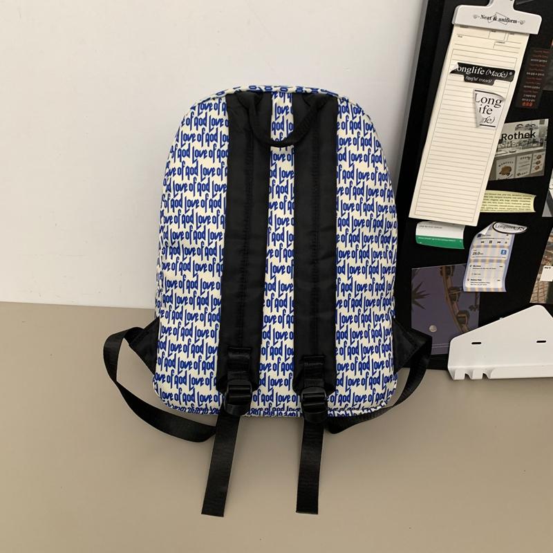 Print Backpack Large Capacity Student Schoolbag Men Letter Backpack