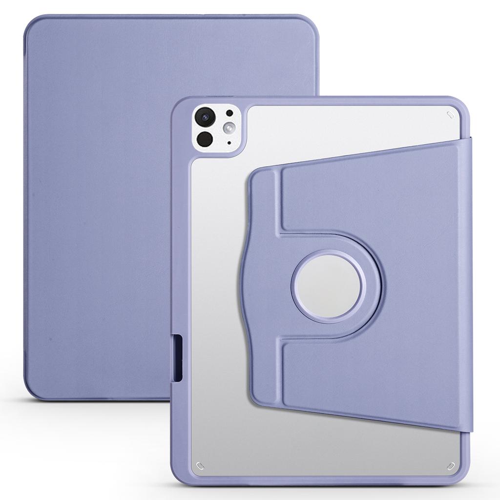 For iPad Pro 13 (2025)/13 (2024) Case Rotating Stand Leather+Acrylic Tablet Cover