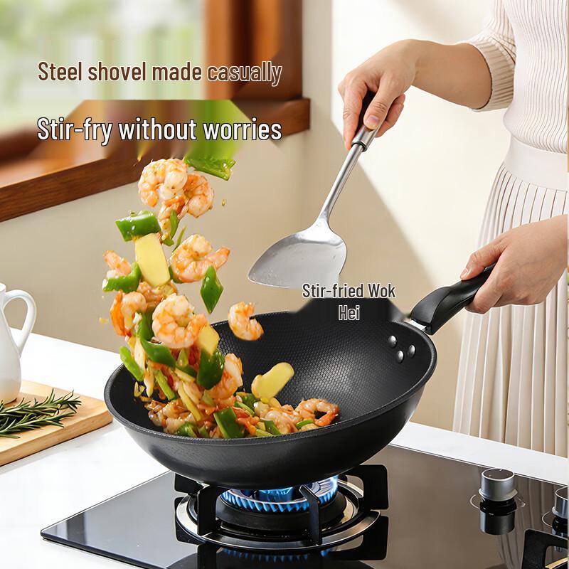maxcook Non-Coated Refined Iron Wok