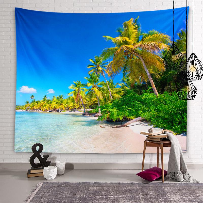 Beach Scenery Tapestry Sunset Evening Glow Scenery Wall Art Decoration Dormitory Room Aesthetics Bedroom Home Decoration