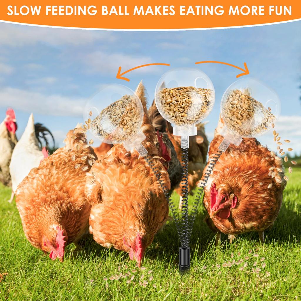 2piece Interactive Chicken Peck Dispenser Toy Chicken Pecking At Toys Puzzle Swinging Slow Feeder for Poultry Ducks and Birds