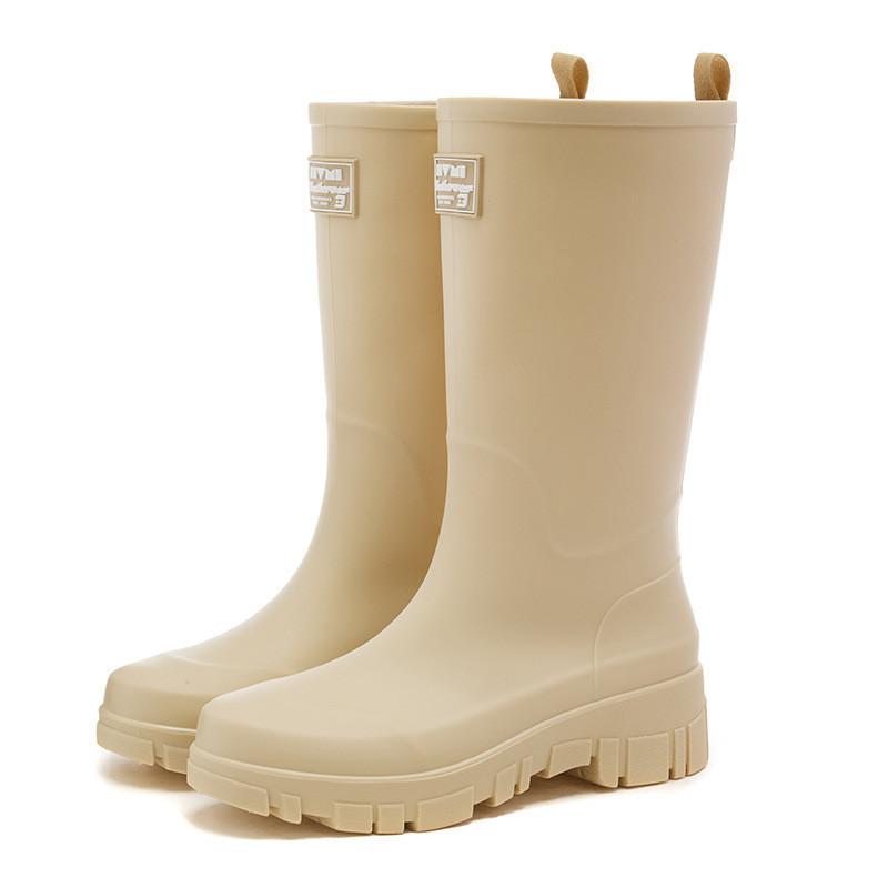 Korean Version Versatile Tall Rain Boots Women's Waterproof and Non-slip Water Boots Wear-resistant Outer Wear Rubber Shoes Kitchen Work Sleeve Women'