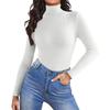 Women's Fashion High Neck Slim T-Shirt Long Sleeve Pullover Solid Colour Top