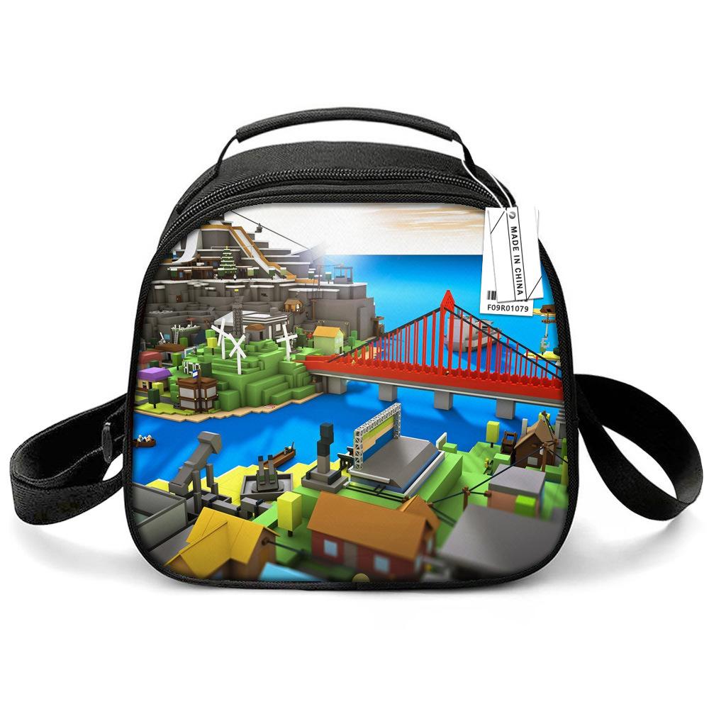 Lunch Bag Primary School Picnic Bag Round Ice Pack Rob Ross Printed Shoulder Portable Cartoon Meal Bag