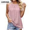 Chaleco de verano para mujer, camiseta sin mangas arrugada con cuello redondo suelto, camiseta sin mangas