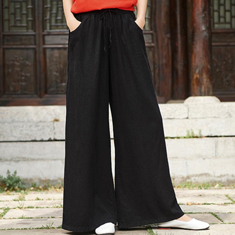 Vintage Yoga Clothes Cotton Linen Women High Waist Pants Baggy Loose Large Oversized Size Women's Cargo Trousers Wide Leg