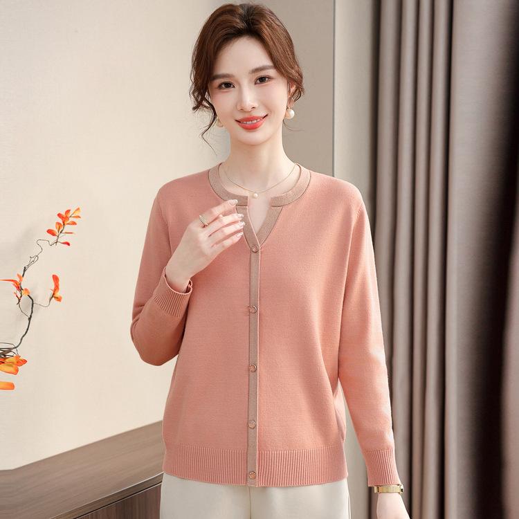 

Spring and Autumn New V-neck Long-sleeved Color Matching Loose Fashion Casual Bottoming Shirt Women s Knitted Sweater 3XL багровый