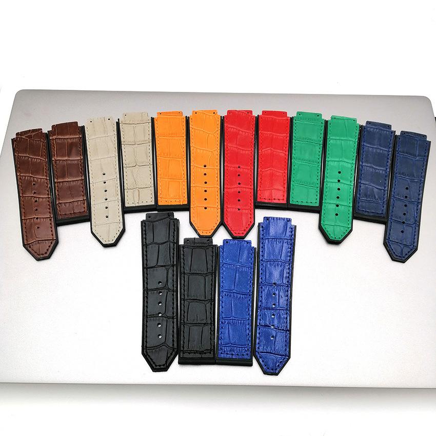 Genuine leather Watch Strap For HUBLOT Big Bang Series Bottom silicone Watch Bracelet 25mm-19mm Men's Accessories