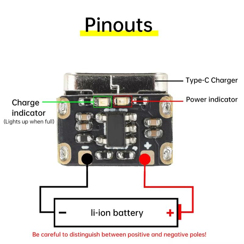 5Pcs Dc4.2V Mini Lithium Battery Charging Board Module Constant Current/Constant Voltage Charging Power Board Protection Type-C