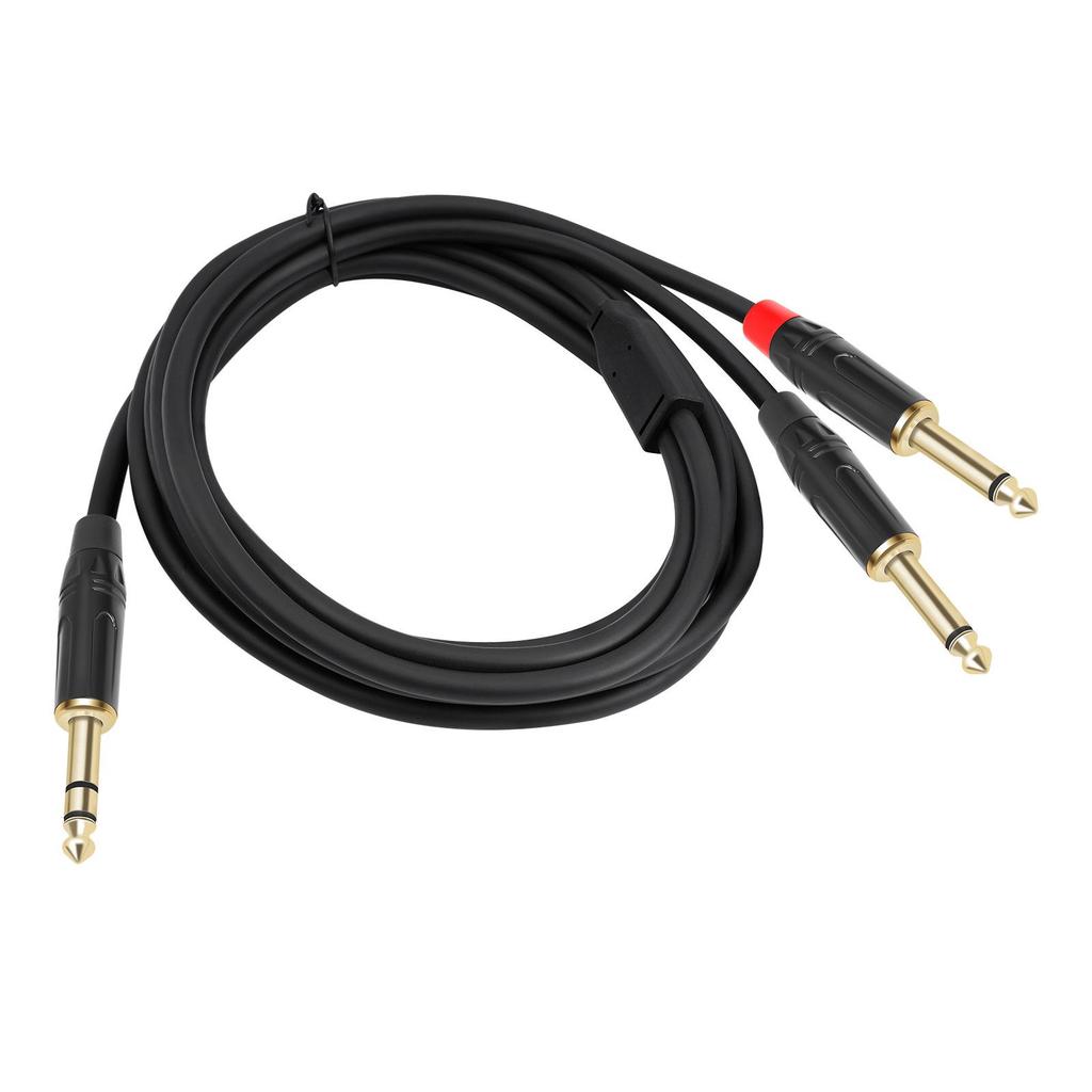 3D 6.35mm Male To Dual 6.35mm Y-Type Audio Mixer Cable, Large Three-Core Splitter