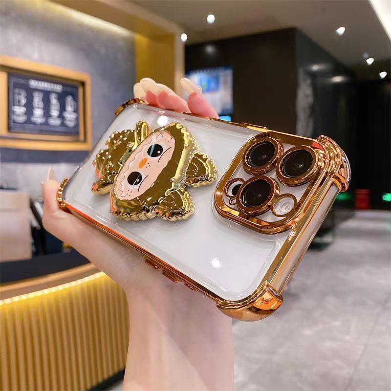 

Підходить для Apple 16 Новий рік Чохол для мобільного телефону Обертовий Дзеркало для макіяжу з лавою Підставка IPhone 15 Повний захист чотирьох кутів Захист від падінь iPhone 16PRO золотий