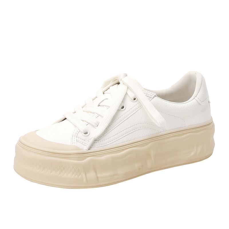 

Spring new thick-soled inner height-increasing little white shoes women s casual and comfortable round head lace-up board shoes 40