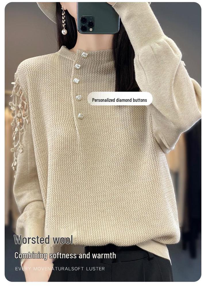 2023 Winter French Lace Mesh Button-Up Knit Top - Women's Trendy