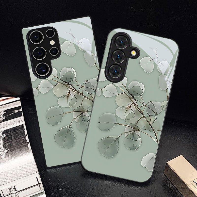 Transparent Eucalyptus Leaf Print Phone Case Suitable for Galaxy S26 S25 S24 S23 Ultra S22 Ultra S20 Ultra 56 A72 A73 5G
