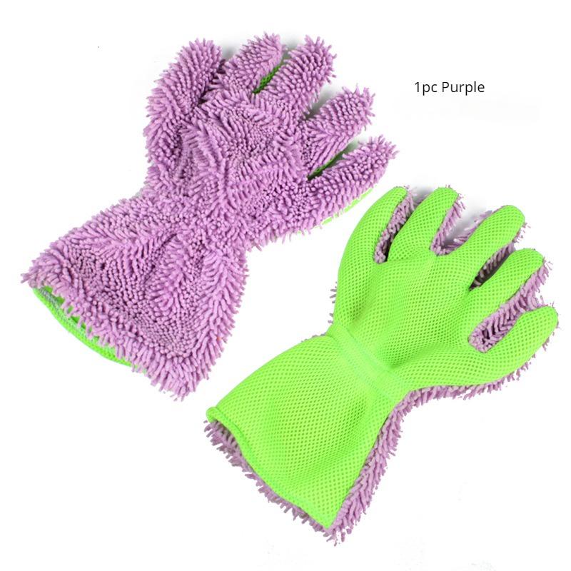 Waterproof Car Wash Mitt Scratch Free 5-Finger Microfiber Interior Exterior Cleaning Gloves Car Chenille for Cleaning Wheel