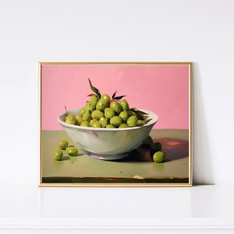 Vintage European Pastoral Italian Olive Bowl Posters and Prints Canvas Printing Wall Art Picture for Living Room Home Decoration